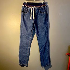 Leo & Lily Boys (16) Drawstring Tapered Leg  Dark Blue Jeans